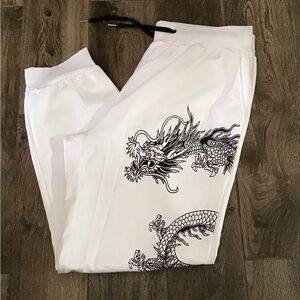 NWOT! INFINITY White Dragon Graphic Men's Joggers